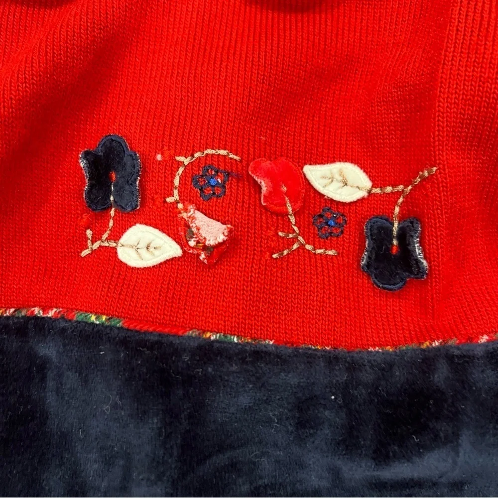 Carriage Boutique Blue Velvet Red Knit Dress And Sweater Set Girls 2-3T Plaid